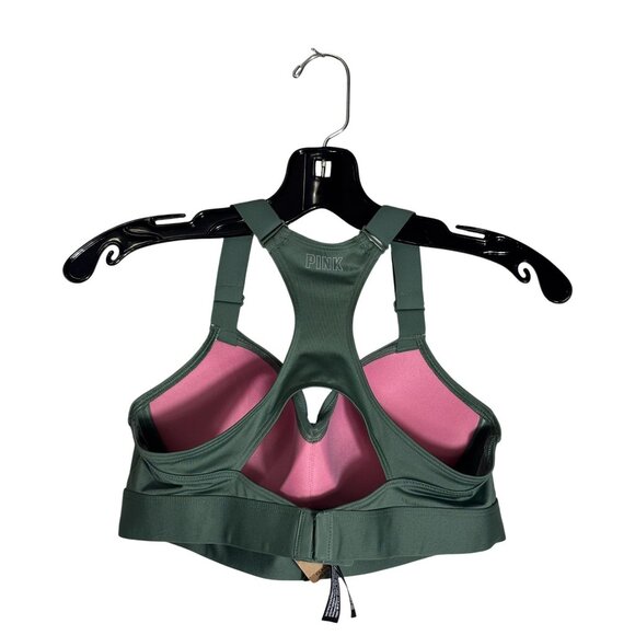 Victorias Secret Pink Light Green Sports Bra Halter Style With Pink Lining Size - Picture 2 of 4